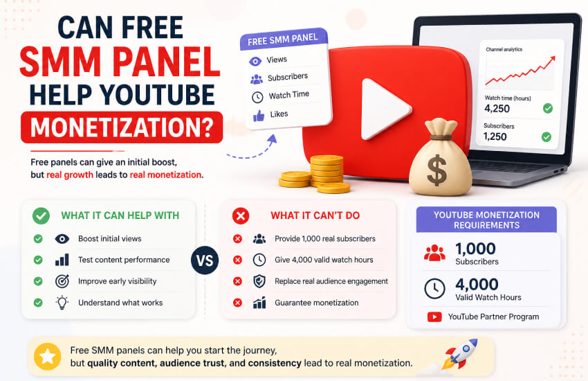 can free smm panel help youtube monetization